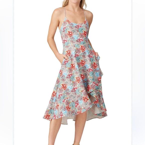 Black Halo Marie White Floral Midi Dress | 8 - Picture 1 of 10